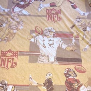 NFL Football VTG Brown Flat Sheet Vintage Football Bedding NFL 1980s NFL